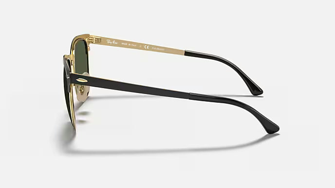 Ray-Ban Polarized Clubmaster Metal RB3716-187/58 - Black with Gold/Green Classic G-15