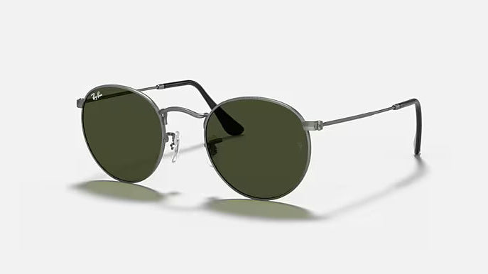 Ray-Ban Round Metal RB3447-029 - Matte Gunmetal/Green Classic G-15
