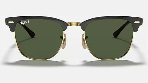 Ray-Ban Polarized Clubmaster Metal RB3716-187/58 - Black with Gold/Green Classic G-15