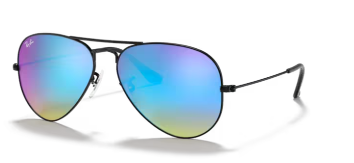 Ray-Ban Polarized Aviator RB3025-002/4O - Black/Blue Flash Gradient