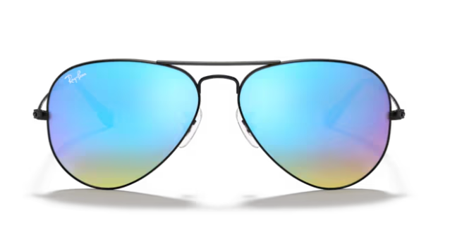 Ray-Ban Polarized Aviator RB3025-002/4O - Black/Blue Flash Gradient
