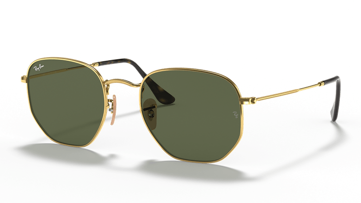 ray-ban-hexagonal-sunglasses-rb3548n-001-51-gold-green-front