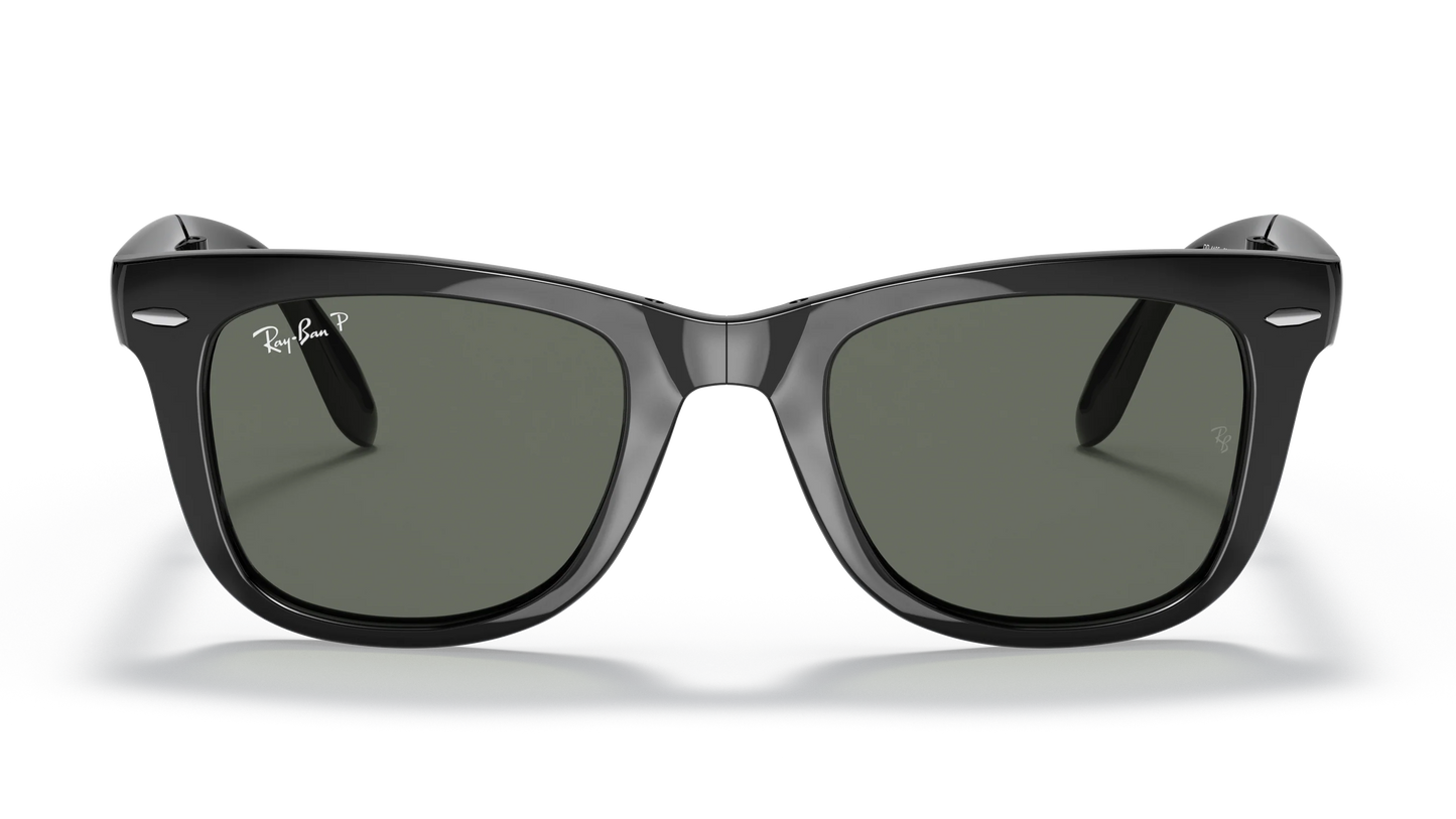 Ray-Ban Polarized Wayfarer Folding RB4105-601/58 - Black/Crystal Green